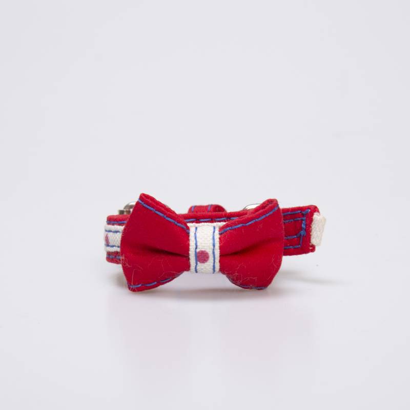 COLLAR PARA PERRO CON LAZO ROJO Y BLANCO
