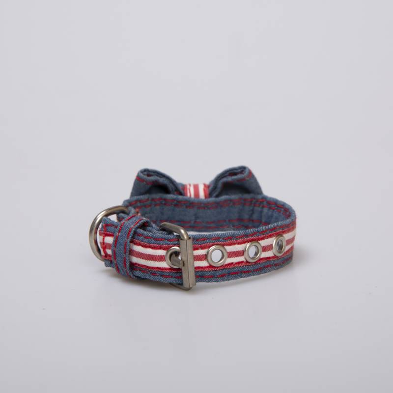 COLLAR PARA PERRO JEAN Y RAYA ROJA CON BLANCO - Imagen 3
