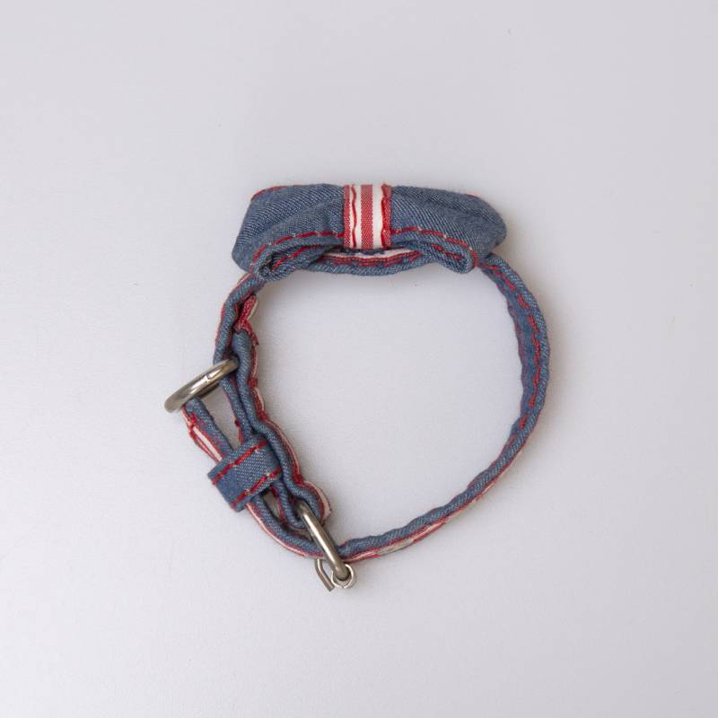 COLLAR PARA PERRO JEAN Y RAYA ROJA CON BLANCO - Imagen 4