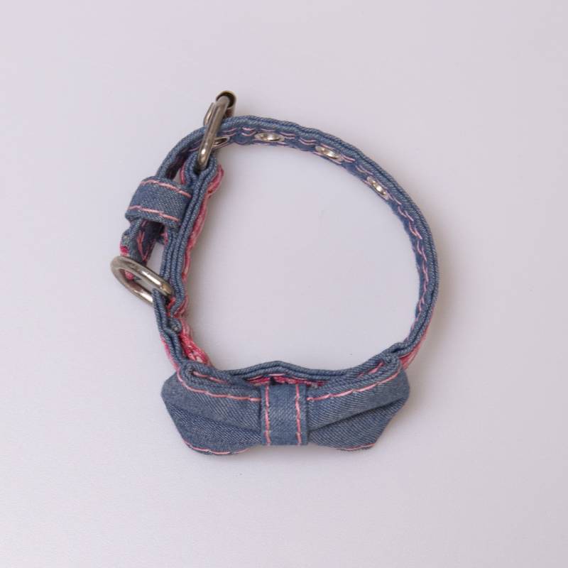 COLLAR PARA PERRO JEAN Y RAYA A CUADROS ( BLANCO Y ROJO ) - Imagen 4