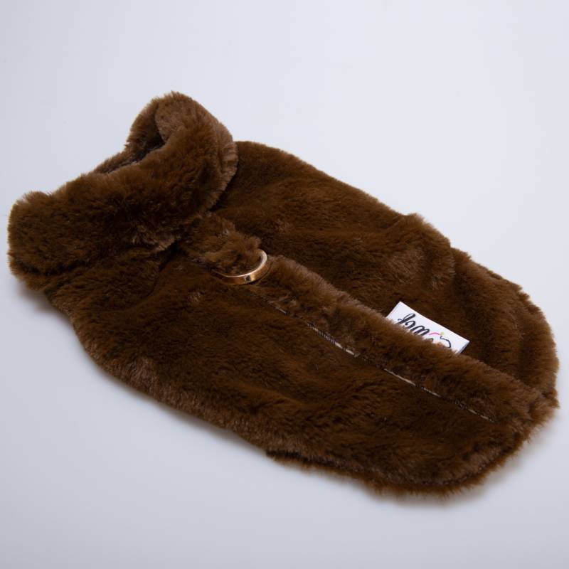 ABRIGO CON ANILLA PELO CORTO MARRON - Imagen 3