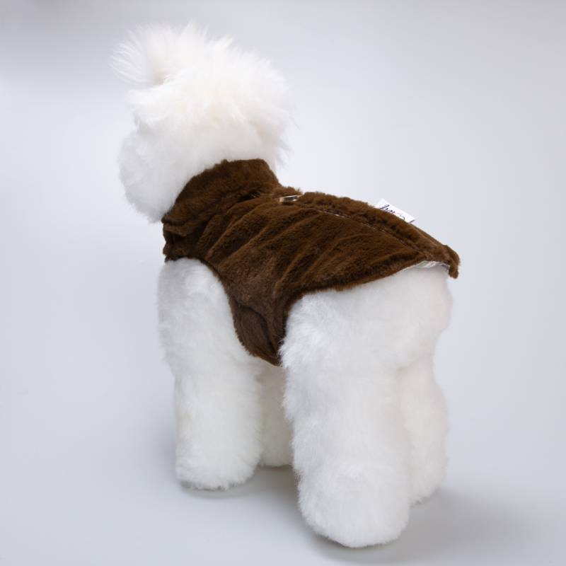 ABRIGO CON ANILLA PELO CORTO MARRON - Imagen 6